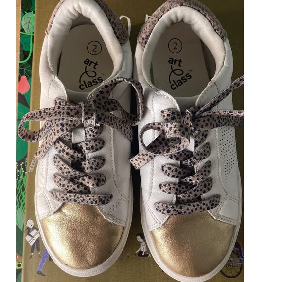 art class Other - Art Class Cute Sneakers ~ Golden Goose Like ~ White Gold & Animal Print ~ Sz 2